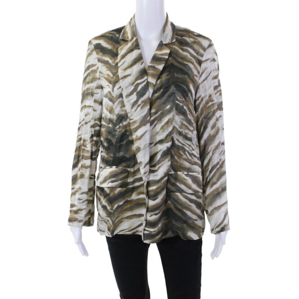 Diego Women's Long Sleeves Unlined One Button Printed Jacket Green Size M